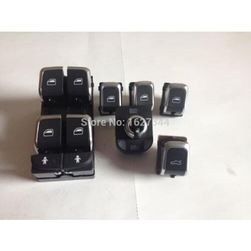 10 set GenuineChrome Window Mirror Trunk Switch Button Combo For Audi A6 A7 C7 Q3 4G0 959 851 4GD 959 565 A