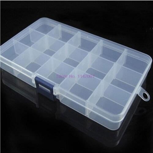 100pcs 15 Compartments Pouch Storage Fishing Box Transparent Fishing Lure Square Box Spoon Hook Lure Tackle Box Accessory