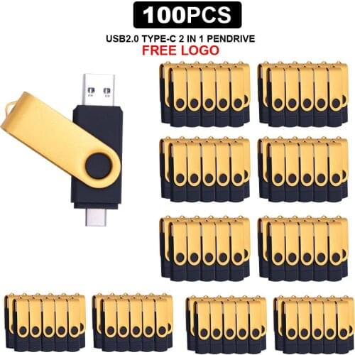 100pcs/lot USB2.0 flash drive 16G 32G 64G For photography 128G Pen drives Type C flash disk Pendrives USB stick Free Custom logo