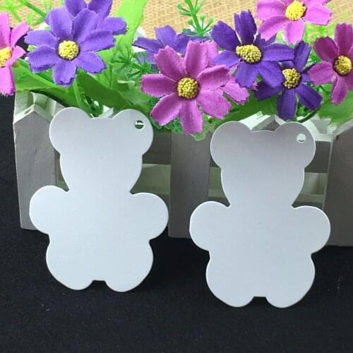200PCS/Lot 8*6cm White Cardboard Lovely Bear Shape Price Hang Tags Blank Jewelry Tag Gift Label Head Card DIY Accept Custom Logo