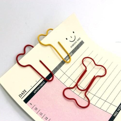 24pcs/lot Cute Funny Dog Bone Shaped Paper Clips Hollow Out Metal Binder Clips Notes Letter Paper Clip Bookmarks Stationery