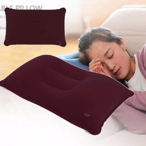 3 Colors Outdoor Portable Folding Air Inflatable Pillow Double Sided Flocking Cushion for Travel Plane Hotel Sleep Pillow