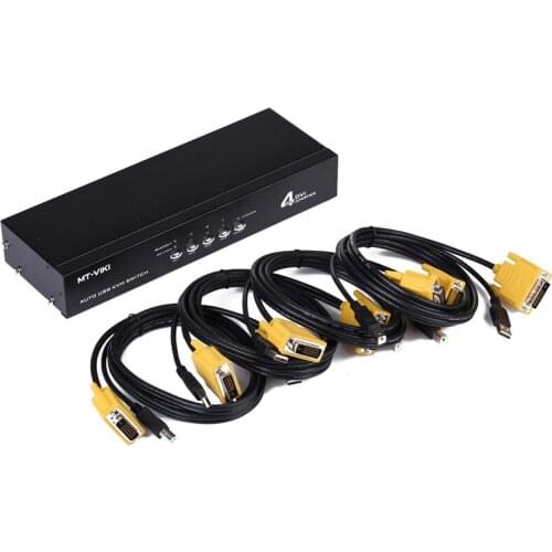 4 Ports Auto USB KVM DVI Port 1920*1440 Switch PCs automatically switches with Cables