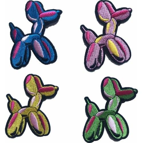 4PCS/lot Mixed Colors Cartoon Balloon Dog Patches Iron on Embroideried Partch for Clothes Bags DIY Accessories Decoration Badges