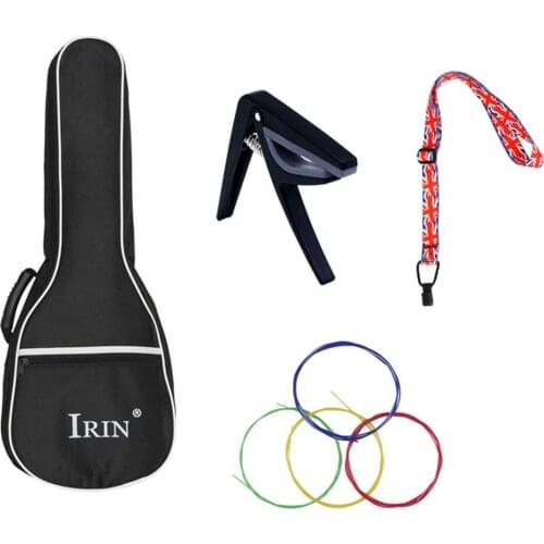 4pcs Ukulele Kit Cotton Bag for 21/23/26inch Ukulele +U104 String+Flag Style Strap+Capo Delicate Ukelele Set Musical Instrument