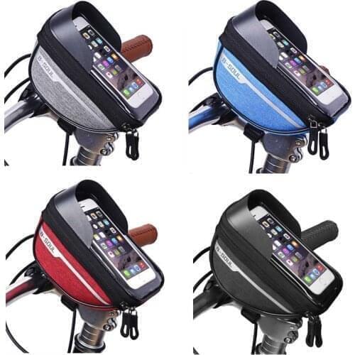 B-SOUL Cycling Bicycle Bike Head Tube Handlebar Cell Mobile Phone Bag Case Holder Screen Phone Mount Bags Case For 6.5in