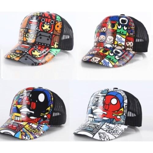 Summer kids baby breathable graffiti cartton trucker hats Parent-chid boy girl Cartoon Baseball caps Snapbacks hats gorros
