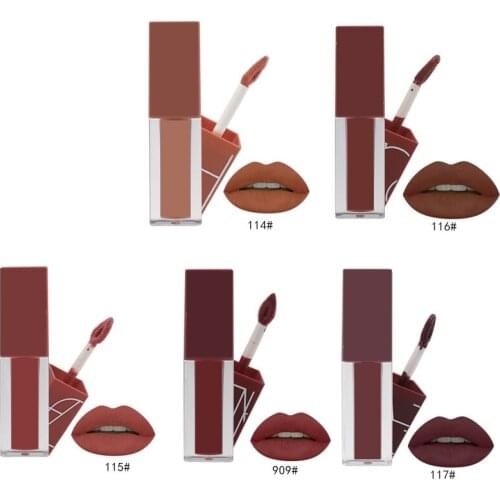 Lip gloss matte mist velvet liquid lipstick non-dipping cup lip glaze five-color set