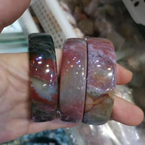 Bloody red cinnabar spots natural agate bracelet red and green pattern unique charm ring bright color and creamy texture