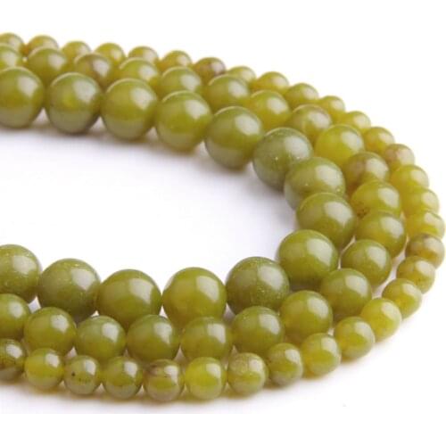 Natural green lemon jades jaspers stone beads loose gem stone beads wholesale for jewelry making bracelet material women men diy