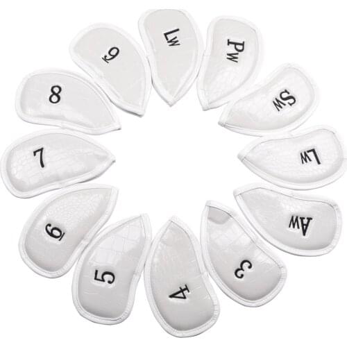 12Pcs Portable PU Golf Club Iron Head Covers Protector Golfs Head Cover Set Golf Headcovers Set Waterproof Synthetic Leather