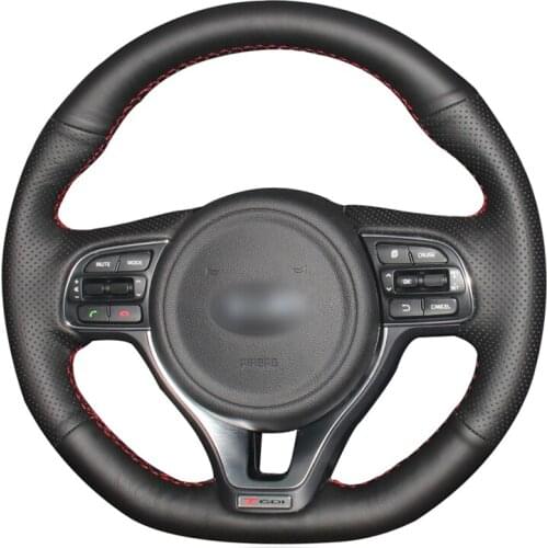 DIY Black PU Micro Fiber Leather Car Steering Wheel Cover for Kia K5 Optima 2016 2017 2018 Sportage KX5 2016 2017 2018 2019