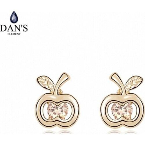 DANS ELEMENT 3 Colors Real Big Brand AAA Zirconia Micro Inlays Apple Fruit Stud Earrings For Women Gi 95325champagne brincos