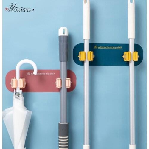 OYOREFD Creative Wall Mounted Double Mop Holder Broom Holder Home Multi-function Tools Hanging Clip Cleaning Tool Organizer