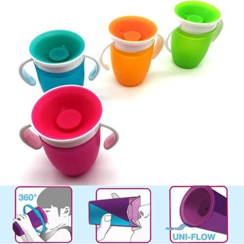240ML Baby Drinking Cup Leakproof 360 Degrees Rotated Infants Learning Drinking Cup With Double Handle Baby Water Bottle