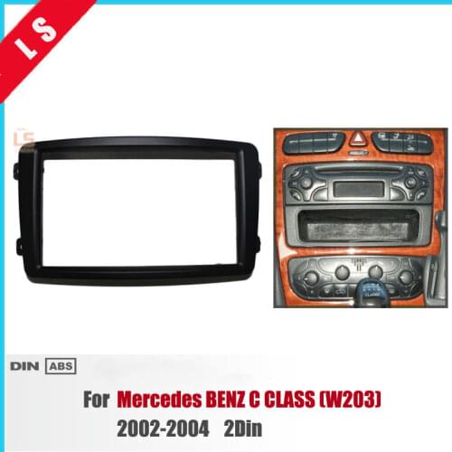 Double Din Car Radio Fascia for 2002 2003 2004 Mercedes BENZ C CLASS W203 DVD Player Panel Kits Stereo Audio Dash Frame 2Din