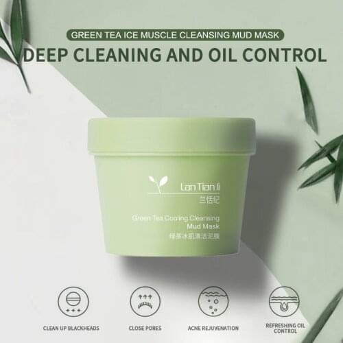 Green Tea Mud Mask Cleansing Mud Mask To Blackhead Moisturizing Oil Control Men And Women Volcanic Mung Bean Mud Mask TSLM2