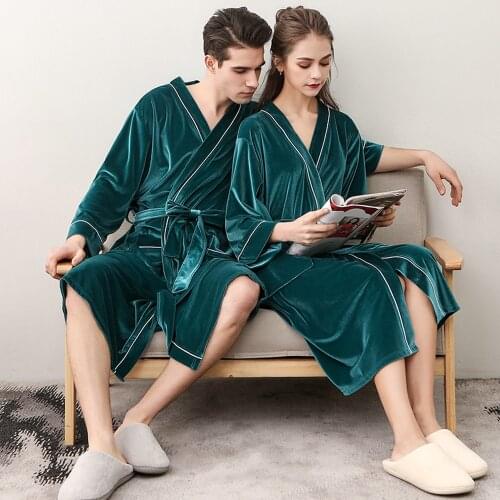 Summer Soft Golden Velvet Bathrobe Men Thin Long Robes Couples Bride Wedding Dress Luxury Palace V-neck Female Robe Nightgowns