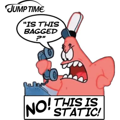 JumpTime 13cm x 11.8cm For Patrick Static Sticker Car Bumper Window Laptop Decal Cartoon Car Sticker Waterproof Car Accessories