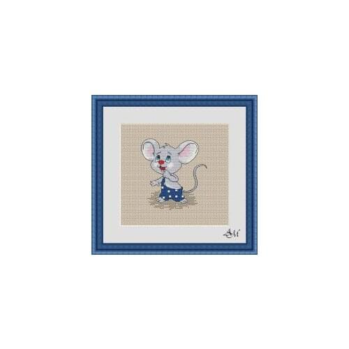 -Gluttonous Little Mouse MM191246 cross stitch 11CT 18ct 14ct cotton thread embroidery DIY handmade needlework