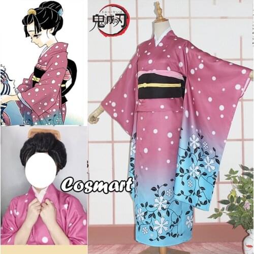 Anime Demon Slayer Kimetsu no Yaiba Akaza Wife Snow Lovers Kimono Uniform Cosplay Costume Halloween Suit For Women Outfit New