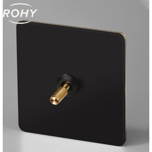 Brass wall switch,Vintage metal toggle knob 220V 1/2/3/4Gang.2Way 10A switch for living room brass lever black panel