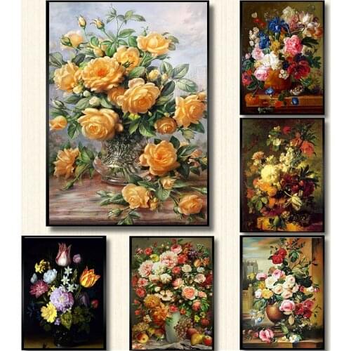 Diamond setting Diamond Painting Vase Rose Flower of Diamond Mosaic Diamond Embroidery Diamond Art Painting Cross Stitch Kits