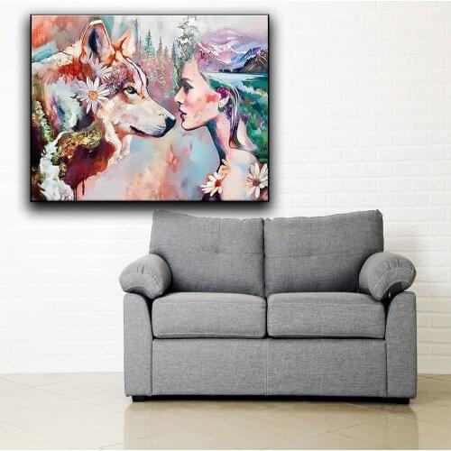 Painting By Numbers Animals And Women Abstract Picture Decorative Canvas Paintings Home Decoration Art Supplies Unique Gift