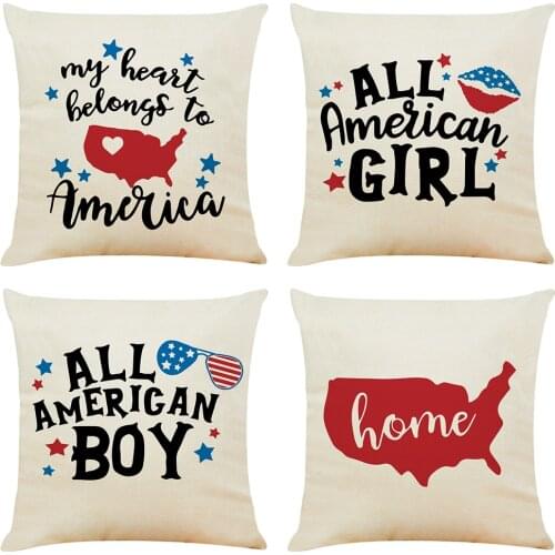 Independence Day Cushion Cover Hoga Decorative Pillow funda cojines 45x45 housse de coussin Nordic Pillow Cover for Sofa Car