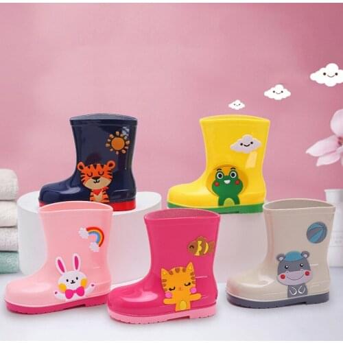 New Fashion Childrens Rain Boots PVC Rubber Kids Baby Shoes Cartoon Childrens Water Shoes Waterproof Shoe SYD001