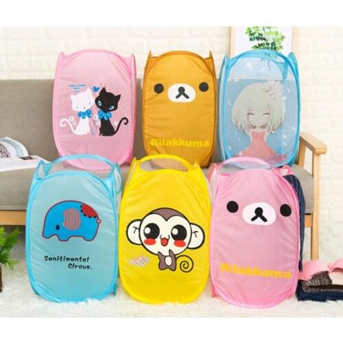 Newest dry Basket Sundries Organizer Folding Cartoon Large Capacity Printing Dirty Clothes Bucket Storage Holder
