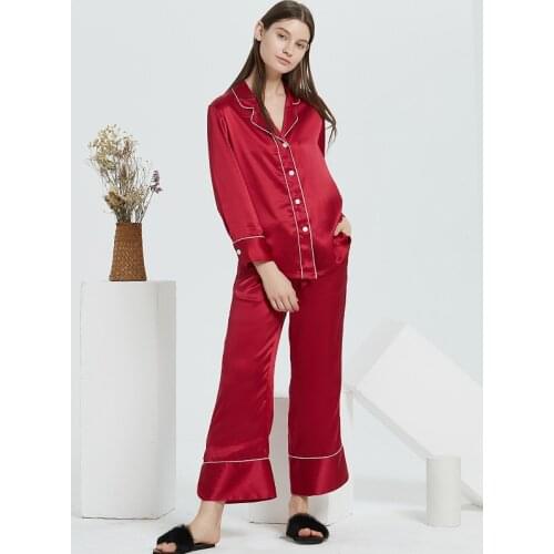 Summer New Arrival 19 Momme Heavy weight Silk Pajama Set 100% Mulberry Silk Leisure Pijamas Soft Sleepwear Pijama Mujer