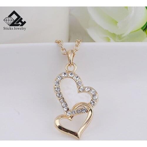 Necklace for Women Fashionable Gold Color Heart Shape Pendant Opal Zircon Charm Chain Pingente Female Jewelry