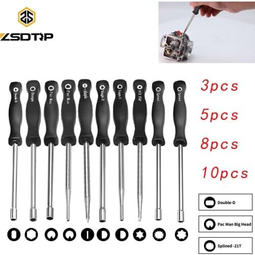 ZSDTRP Professional 3pcs/5pcs/8pcs/10pcs Screwdriver Carburetor Adjustment Tool Single D Double D Hexagon Hex Socket Kit Set