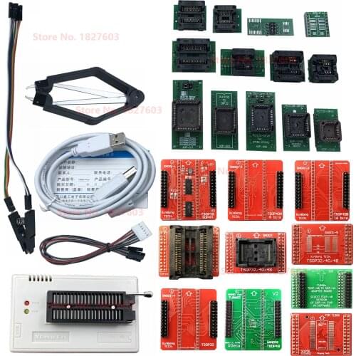 Black Edition V10.27 XGecu TL866II Plus USB Programmer 15000+IC SPI Flash NAND EEPROM MCU PIC AVR+ 23PCS ADAPTER+SOIC8 Testclip
