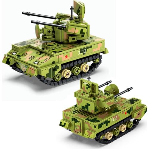 SEMBO 368Pcs WW2 Military Renault FT-17 Heavy Battle Tank Building Blocks Army Soldier Weapon Figures Model Bricks Toys For Boy