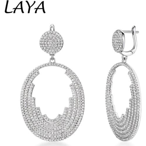 LAYA 925 Sterling Silver Fashion Personality Design High Quality Zircon Drop Earrings Luxury Jewelry Gift For Women Party