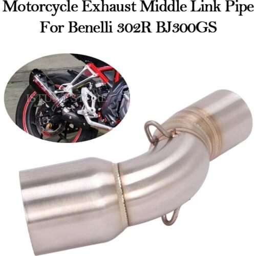 Slip On Motorcycle Exhaust Modified Escape Muffler Connect Connecting Mid Middle Link Pipe For Benelli 302R BJ BJ300GS Bike Tube