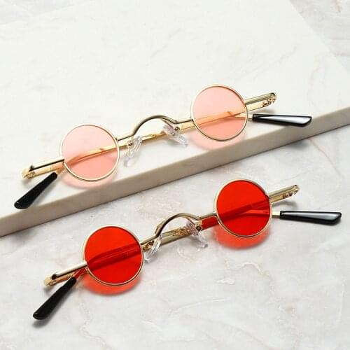 Retro Mini Sunglasses Round Men Metal Frame Gold Black Red Small Round Framed Sun Glasses Popular Color Lens Sunglasses Fashion