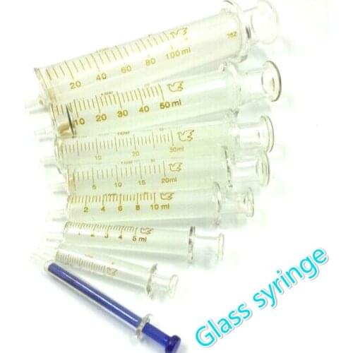 1pcs Glass Syringes Glass Sample Extractor Lab Glassware Glass Injector 1ml/5ml/10ml/20ml/30ml/50ml/100ml/120ml