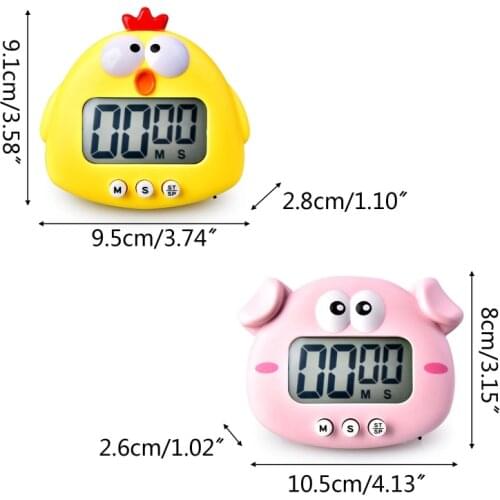 Cute Cartoon Chicken Pig Electronic LCD Digital Countdown Kitchen Timer Cooking