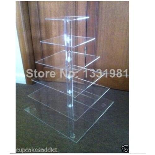 Event party supplies/ 6 Tier Clear Square Acrylic Party Cup Cake Stand 4mm Acrylic wedding decoration