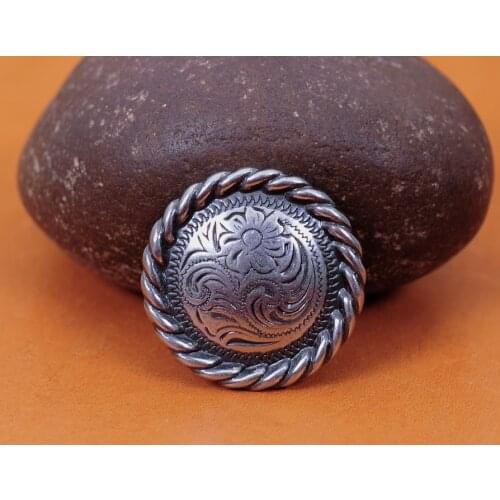 10X Chicago Screws Heavy Duty Rose Flower Antique Silver Leathercraft Conchos 1"