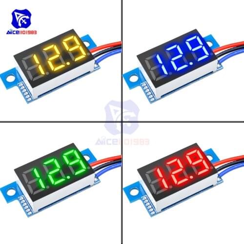 0.36'' Voltmeter 3-Wire LED Digital DC 0-99.9V Digital Voltage Meter Panel Gauge Detector Tester 4 Color Available for Car Motor