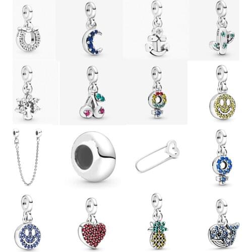 NEW 2021 100% 925 Sterling Silver Moon Cherry Smiley Me Series Women Fit DIY Original Bracelet Fshion Jewelry Gift