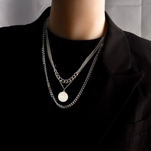 TIMEONLY Hyperbole Multi Layering Coin Portrait Pendant Necklaces Mix Chunky Chain Choker Hip Hop Necklace for Women Jewellery