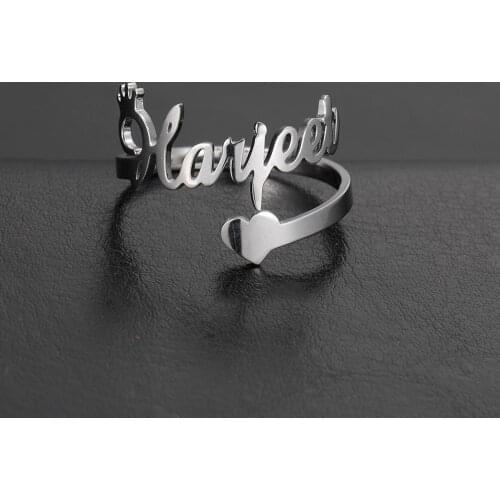 Skyrim Heart Name Custom Rings Women Adjustable Stainless Steel Personalized Nameplate Wedding Ring Customized Jewelry Gift