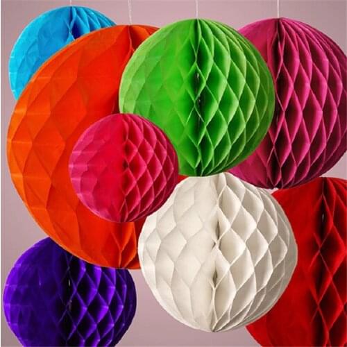 1Pcs 2'' -12'' Chinese Round Hanging Paper Honeycomb Flowers Balls Crafts Party Wedding Home DIY Decoration Paper Lantern Pompom