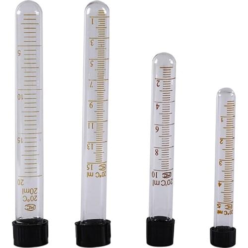 1pc 5ml/10ml/15ml/20ml Graduated Glass Test Tubes With Black Screw Cap Lab Supplies