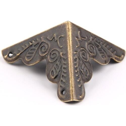 10Pcs 25 x 25mm Antique Jewelry Box Corner Foot Wooden Case Corner Protector Bronze Tone Flower Pattern Carved Metal Crafts